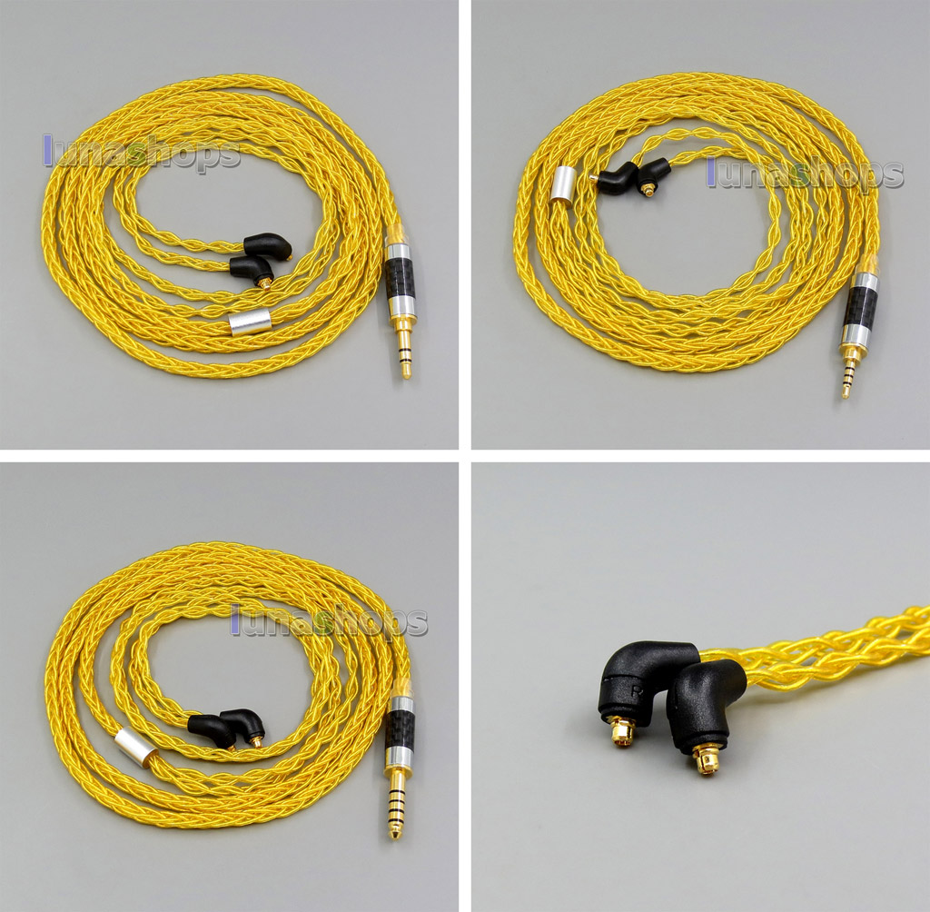 Gold 8 core 2.5mm 3.5mm 4.4mm Balanced MMCX Pure Silver Plated Copper Earphone Cable For Etymotic ER4 XR SR ER4SR ER4XR 