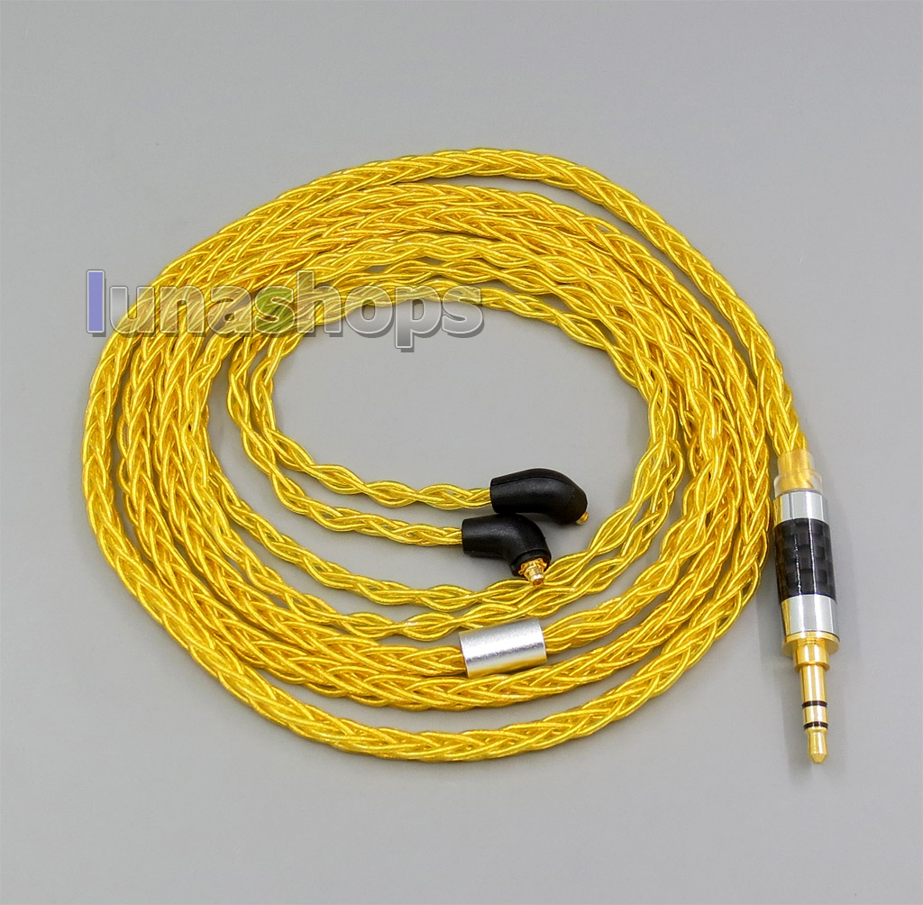 Gold 8 core 2.5mm 3.5mm 4.4mm Balanced MMCX Pure Silver Plated Copper Earphone Cable For Etymotic ER4 XR SR ER4SR ER4XR 