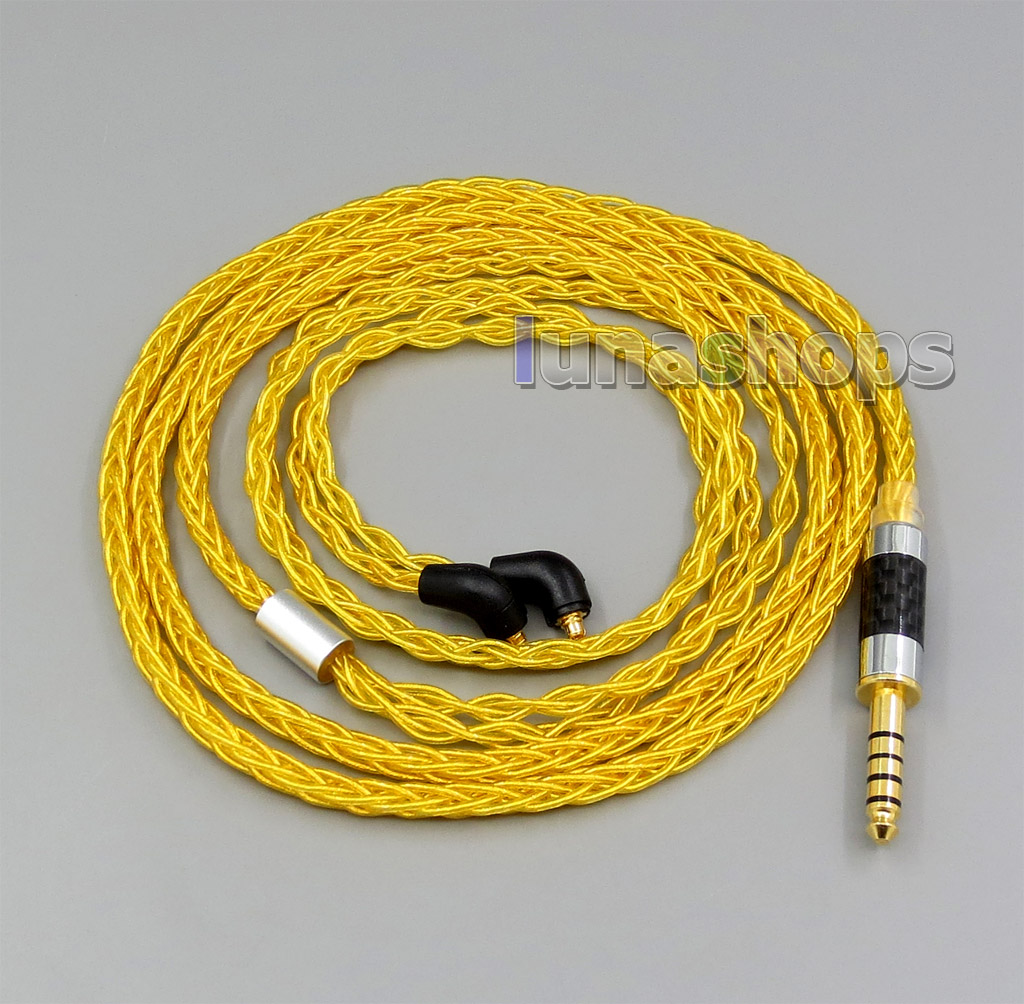 Gold 8 core 2.5mm 3.5mm 4.4mm Balanced MMCX Pure Silver Plated Copper Earphone Cable For Etymotic ER4 XR SR ER4SR ER4XR 
