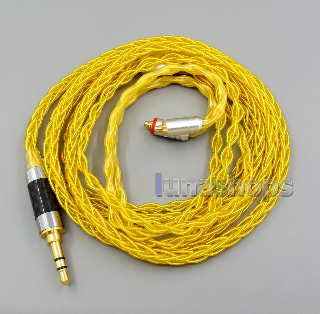 Gold 8 core 2.5mm 3.5mm 4.4mm Balanced MMCX Pure Silver Plated Copper Earphone Cable For SE535 SE846 Se215 Custom 5 12 BA