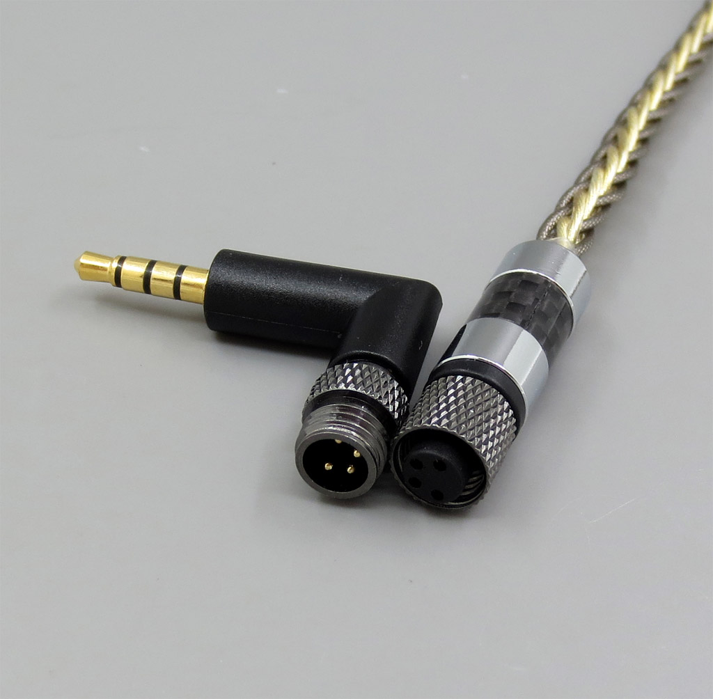 4 in 1 Plug 8 Cores Foiled 7N OCC Pure Silver + Gold Plated Earphone Cable For Shure se535 se846 se425 se215 MMCX