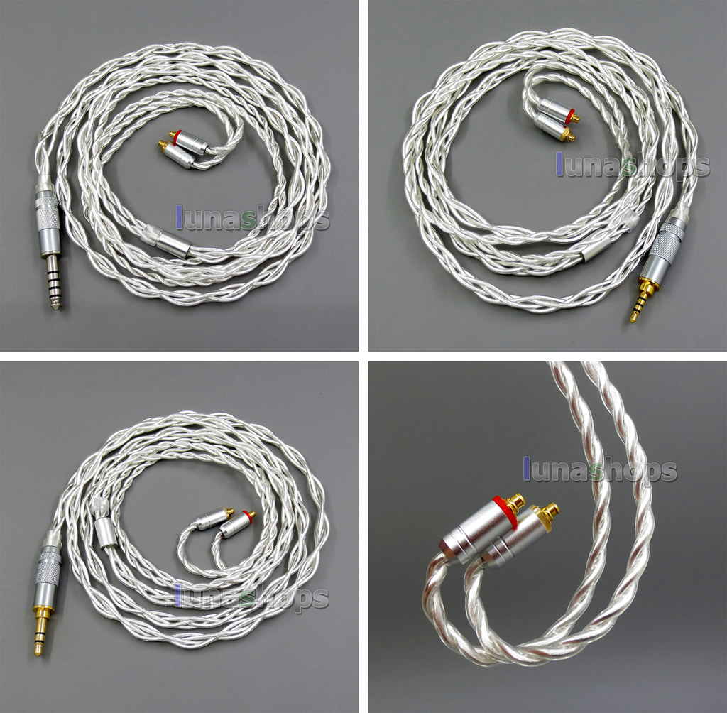4 Cores Pure Silver Shielding Earphone Cable For MMCX Plug Shure se535 se846 se215 Earphone cable