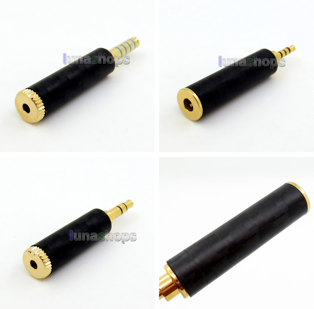Carbon Barrel 3.5mm 2.5mm 4.4mm Balanced Male To Female Converter Headphone Earphone Audio TRRS Balanced Adapter