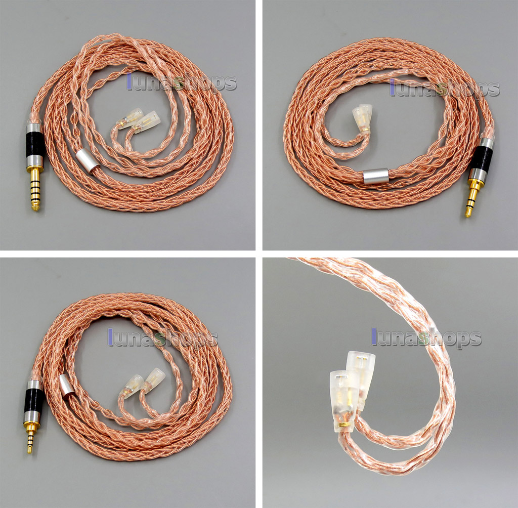8 core 2.5mm 3.5mm 4.4mm Balanced Pure OCC Copper Earphone Cable For  Sennheiser IE8 IE80 IE800