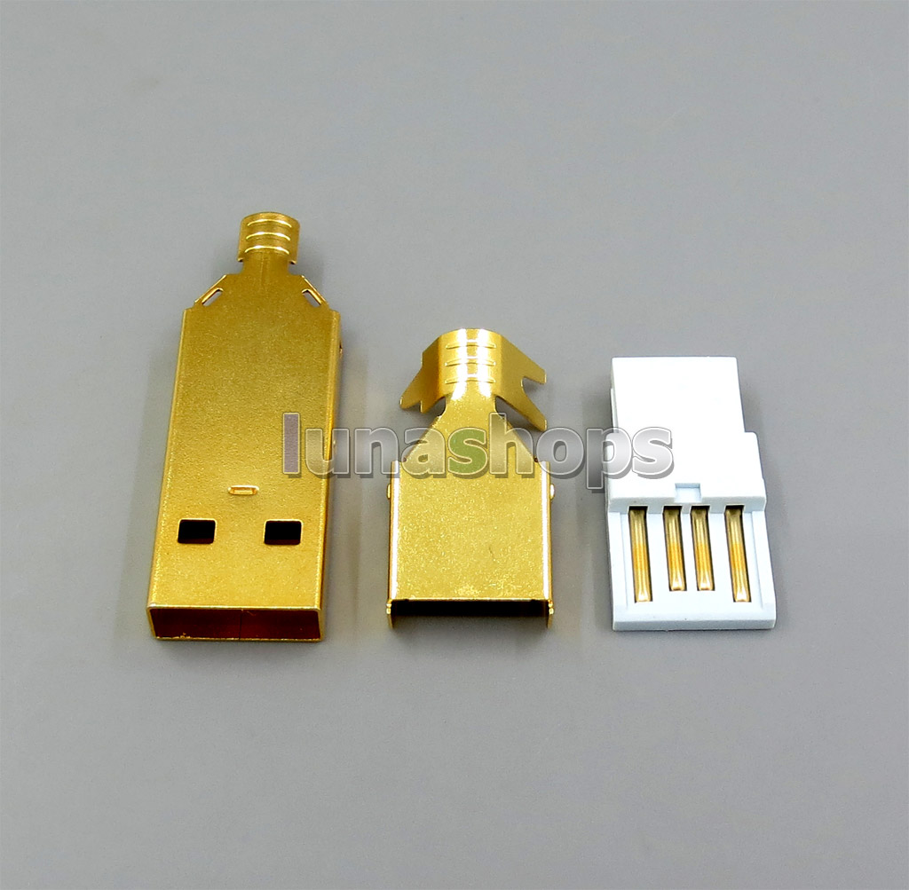 DIY Part Handmade USB 2.0 A Port 3U Gold Plated Solder Adapter Plug