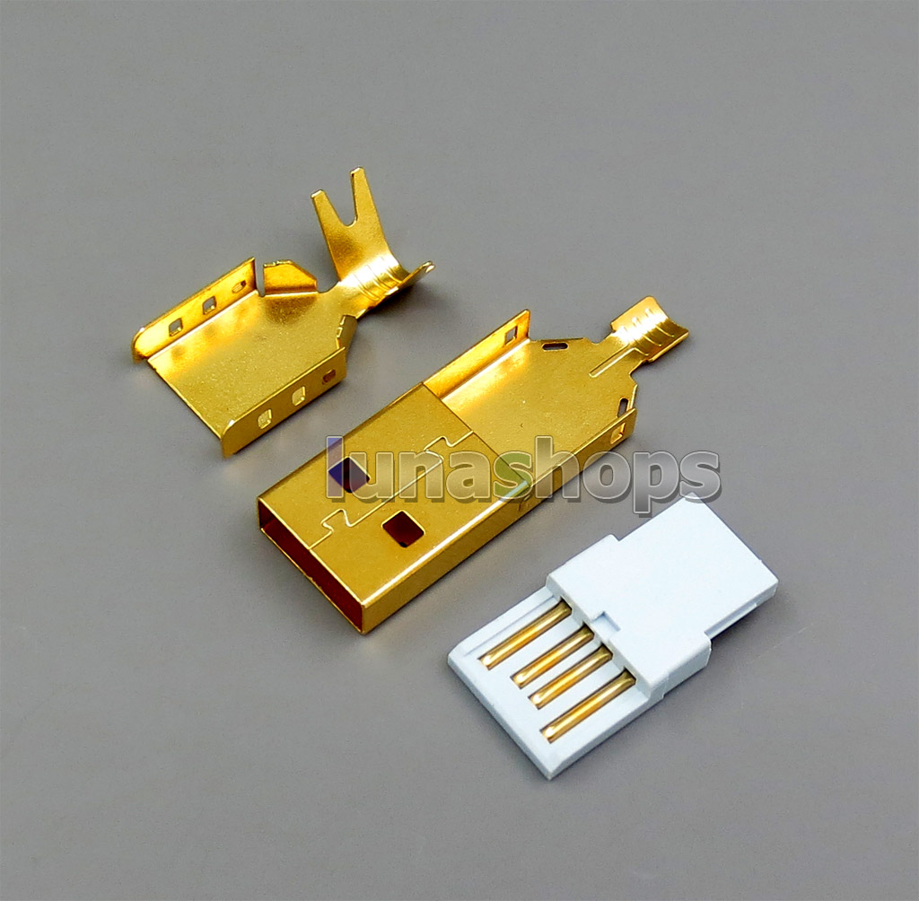 DIY Part Handmade USB 2.0 A Port 3U Gold Plated Solder Adapter Plug