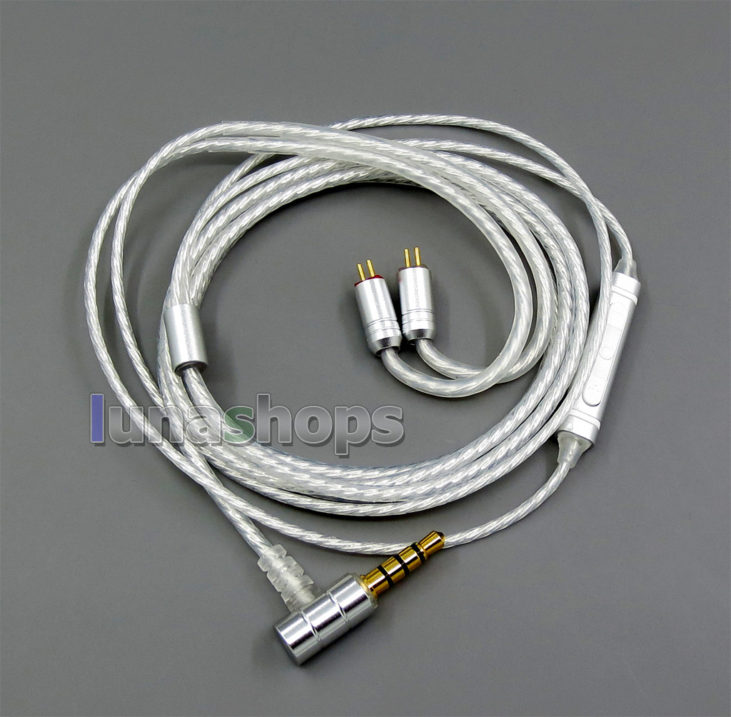 Shielding Mic Remote Pure Silver Plated Earphone Cable For 0.78mm Armature BA Custom Westone UM3x W4R