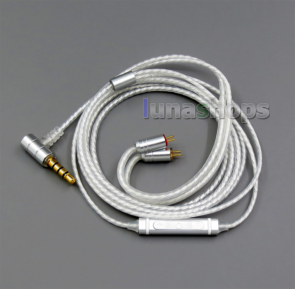 Shielding Mic Remote Pure Silver Plated Earphone Cable For 0.78mm Armature BA Custom Westone UM3x W4R