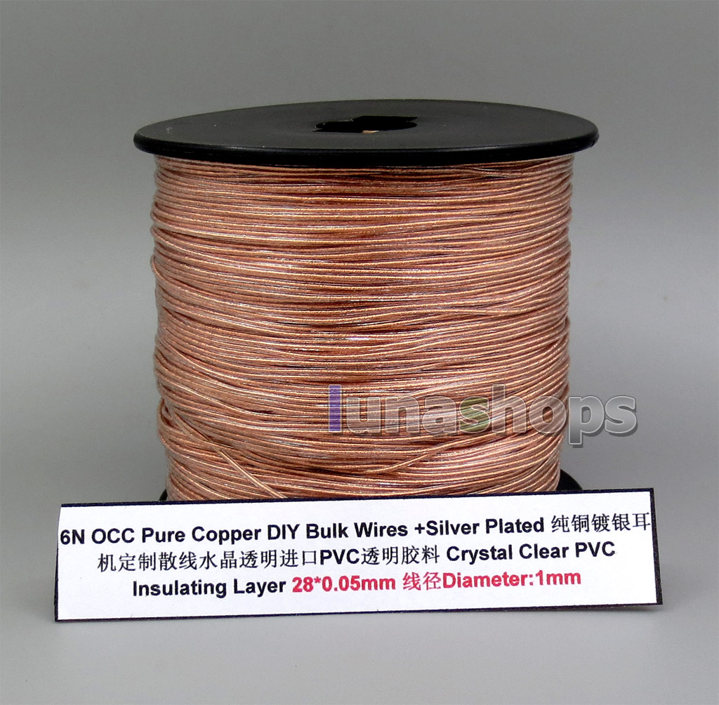 6m 6n OCC 28*0.05mm Crystal PVC OD: 1mm DIY Audio Headphone Earphone Cable