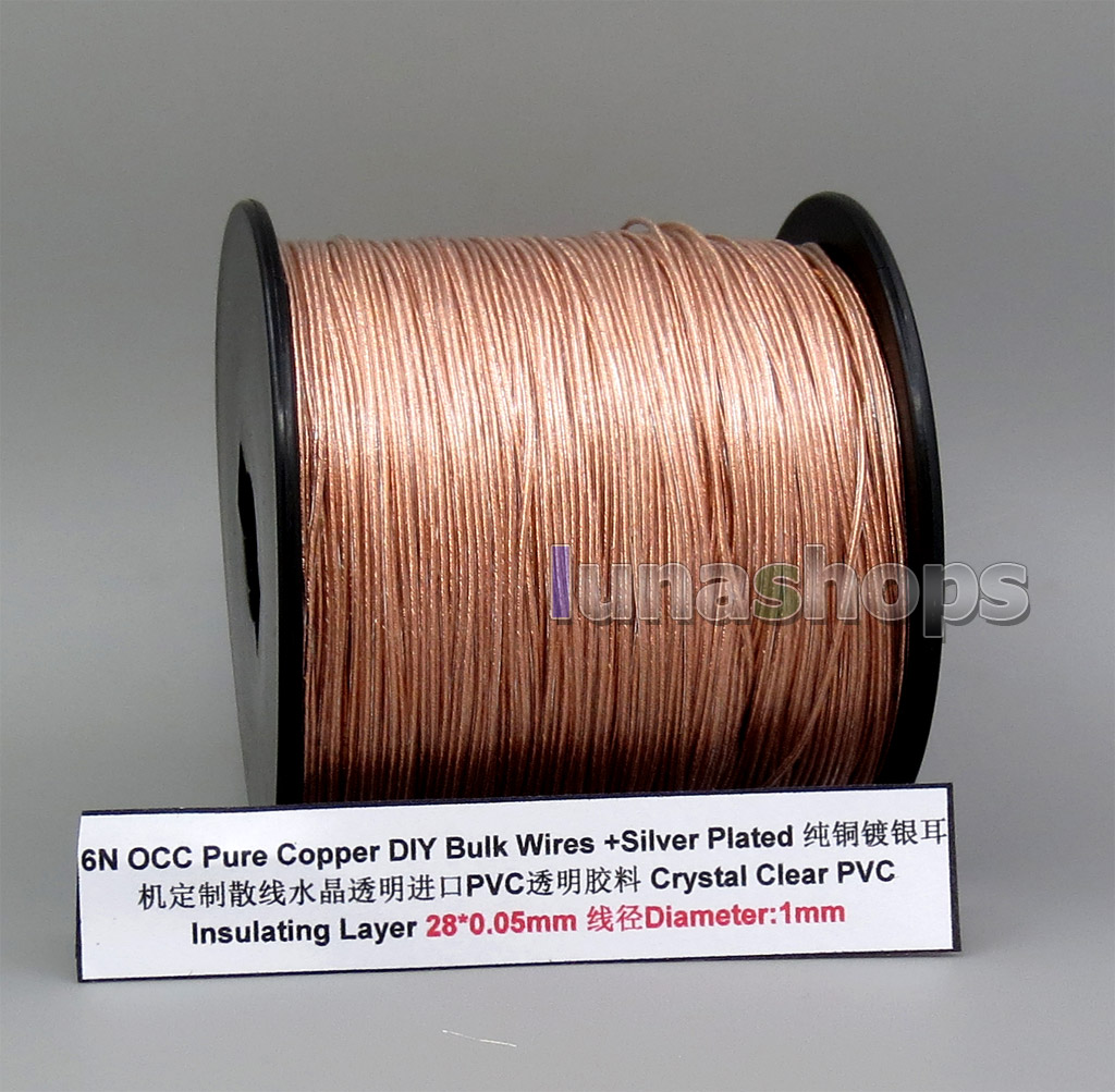 6m 6n OCC 28*0.05mm Crystal PVC OD: 1mm DIY Audio Headphone Earphone Cable