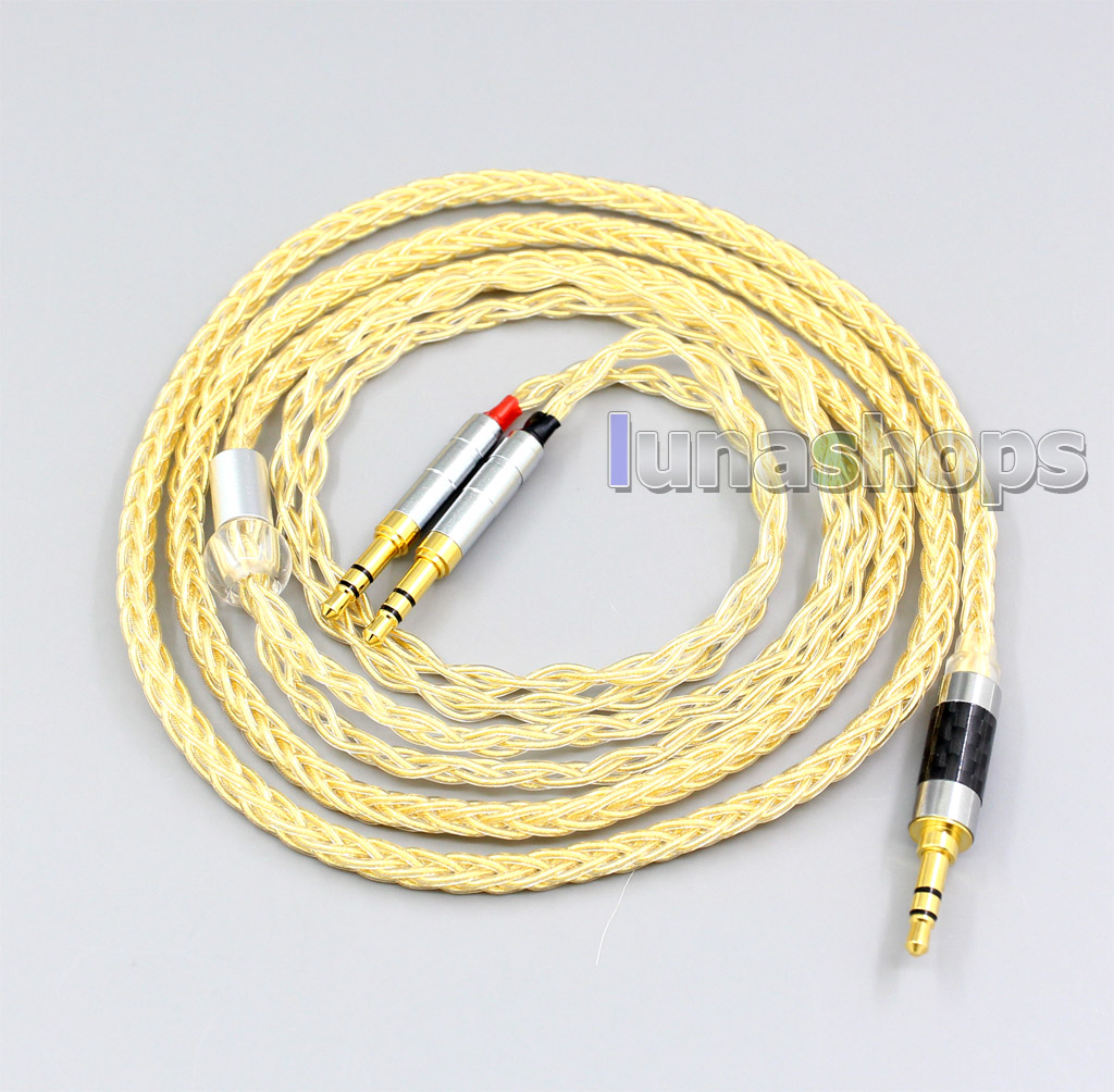 3.5mm 2.5mm 4.4mm XLR 8 Cores 99.99% Pure Silver + Gold Plated Earphone Cable For Onkyo A800 Headphone