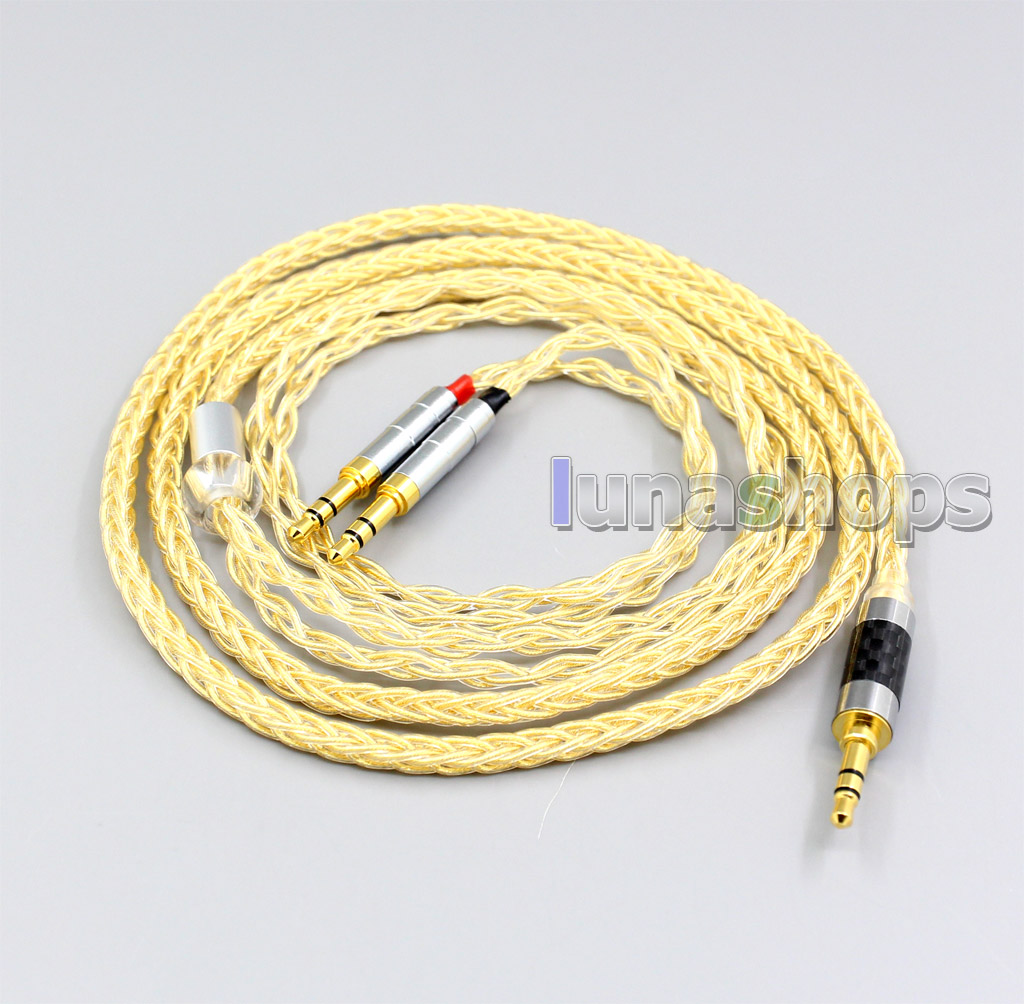 3.5mm 2.5mm 4.4mm XLR 8 Cores 99.99% Pure Silver + Gold Plated Earphone Cable For Onkyo A800 Headphone