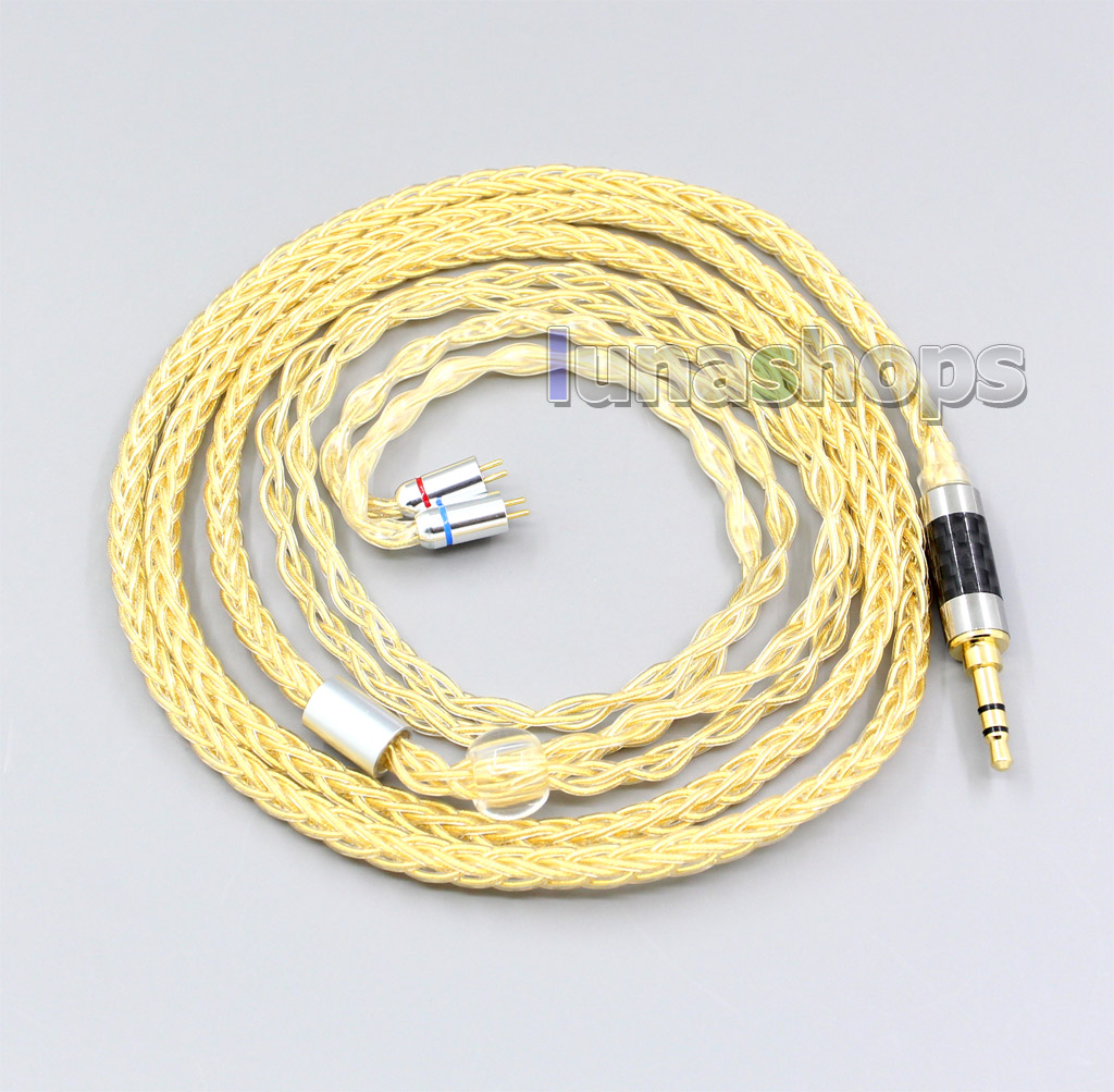 2.5mm 8 Cores 99.99% Pure Silver + Gold Plated Earphone Cable For Flat Step JH Audio JH16 Pro JH11 Pro 5 6 7 BA Custom