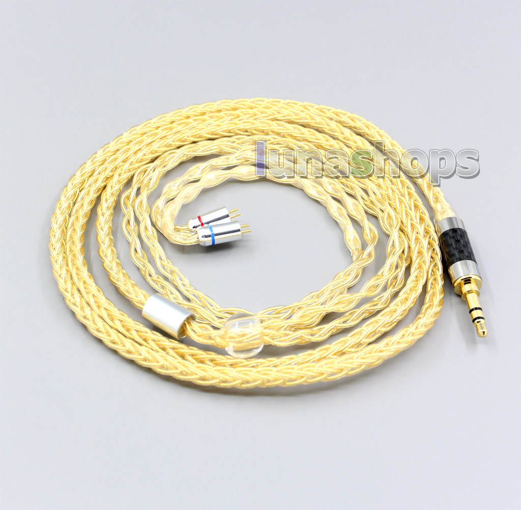 2.5mm 8 Cores 99.99% Pure Silver + Gold Plated Earphone Cable For Flat Step JH Audio JH16 Pro JH11 Pro 5 6 7 BA Custom