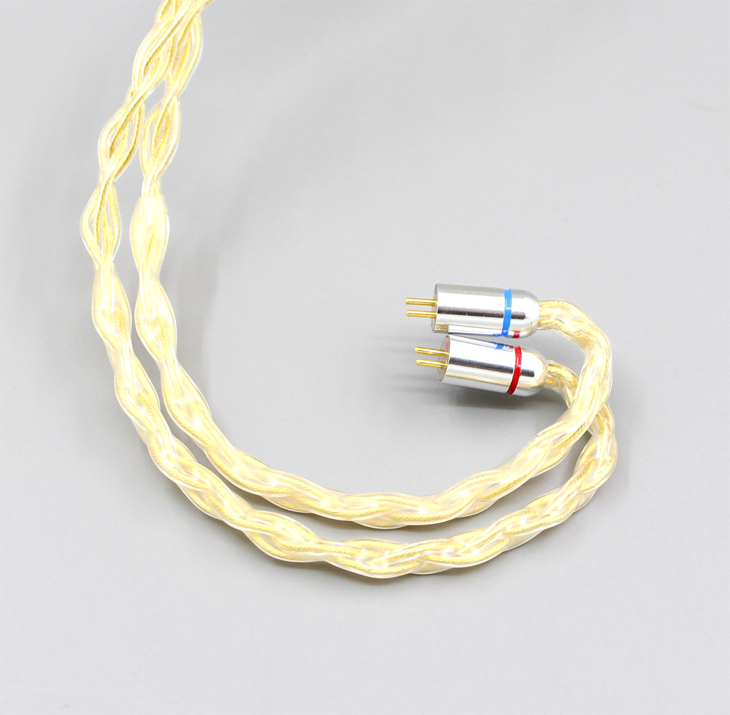 2.5mm 8 Cores 99.99% Pure Silver + Gold Plated Earphone Cable For Flat Step JH Audio JH16 Pro JH11 Pro 5 6 7 BA Custom