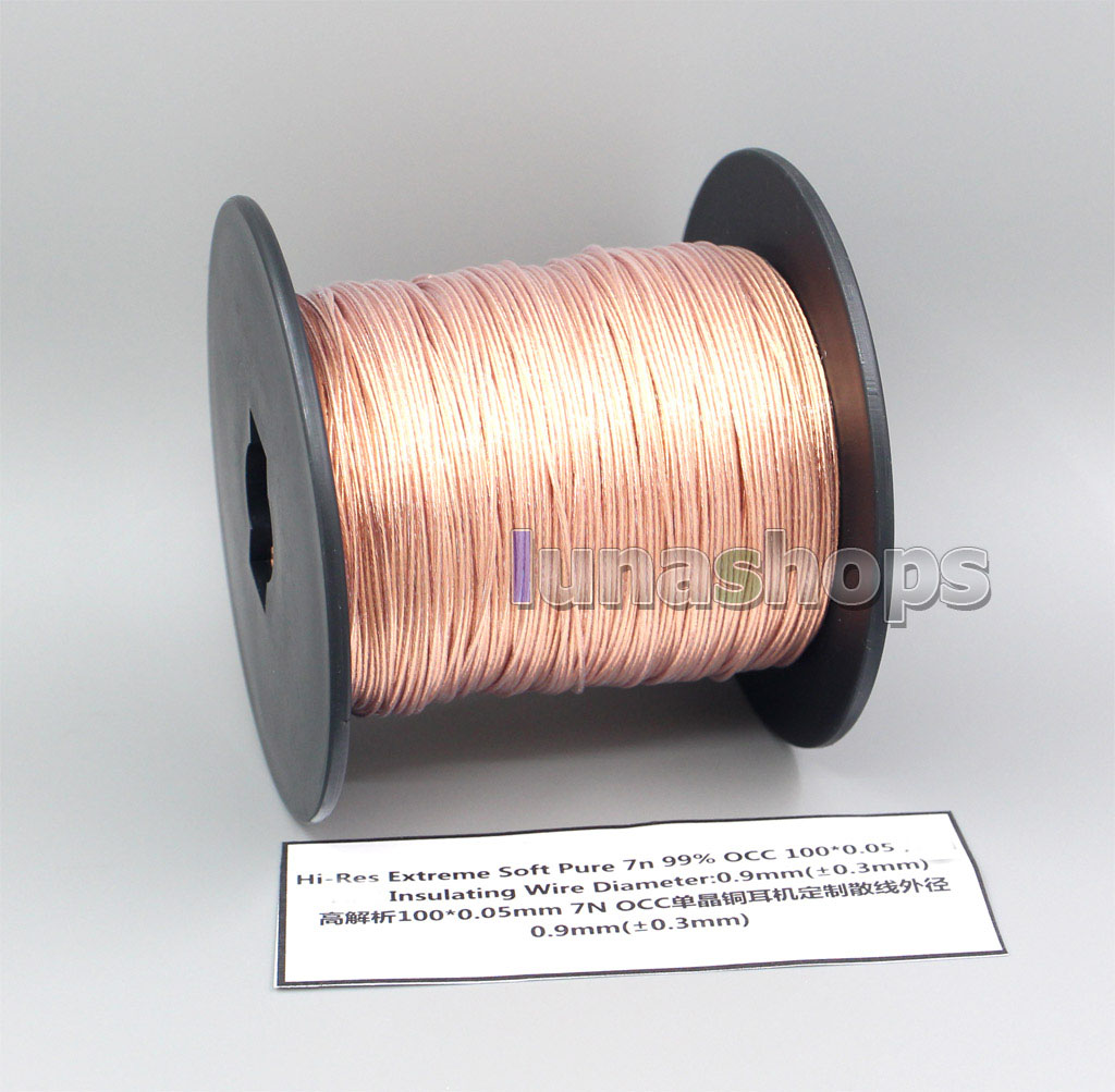 10m Extreme Soft Pure 99.9999999% 7N OCC Signal Earphone Headphone Cable 100*0.05 Dia:0.9mm