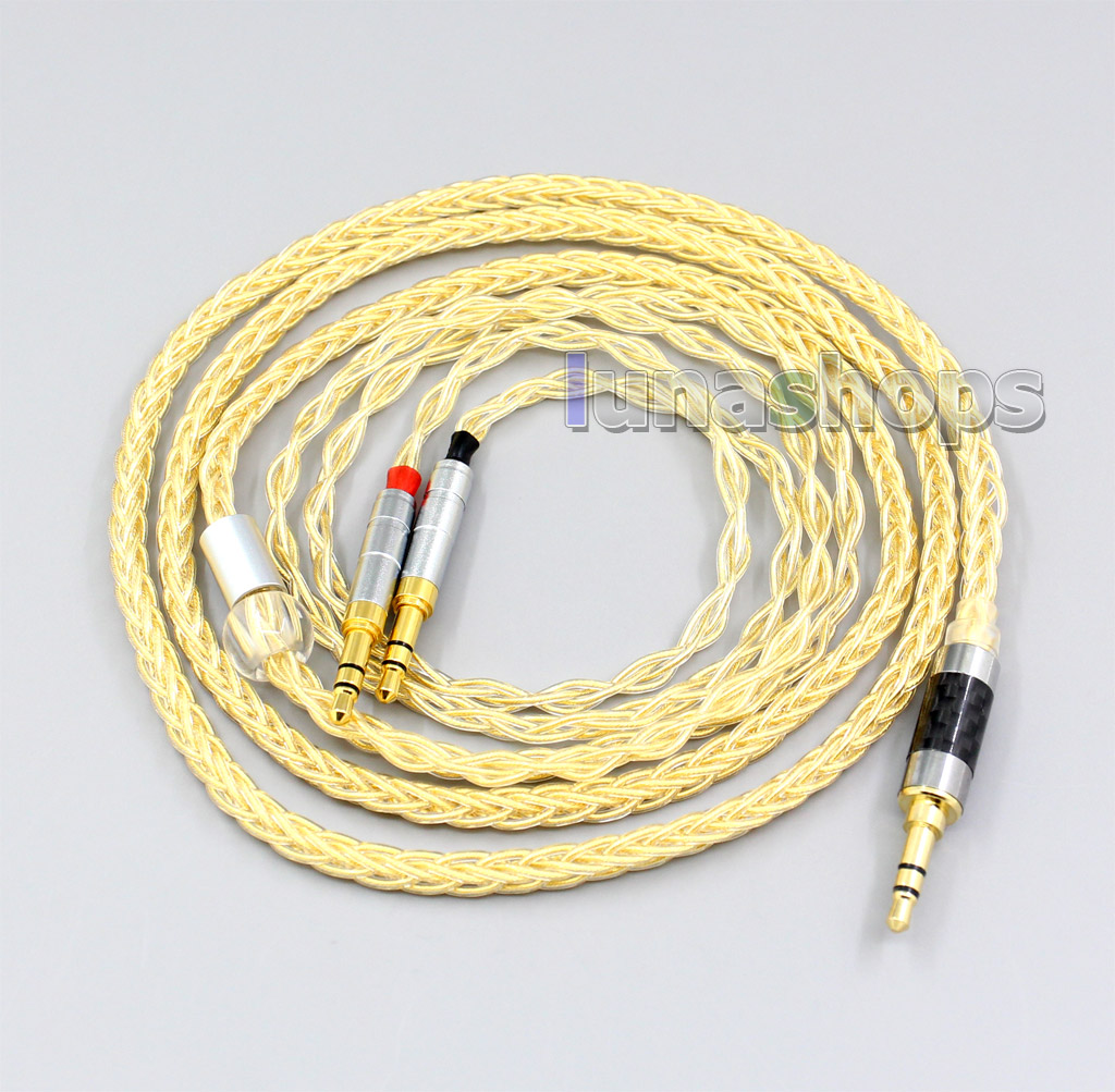 8 Cores 99.99% Pure Silver + Gold Plated Earphone Cable For Denon AH-D600 D7100 Hifiman Sundara Ananda HE1000se HE6se he400