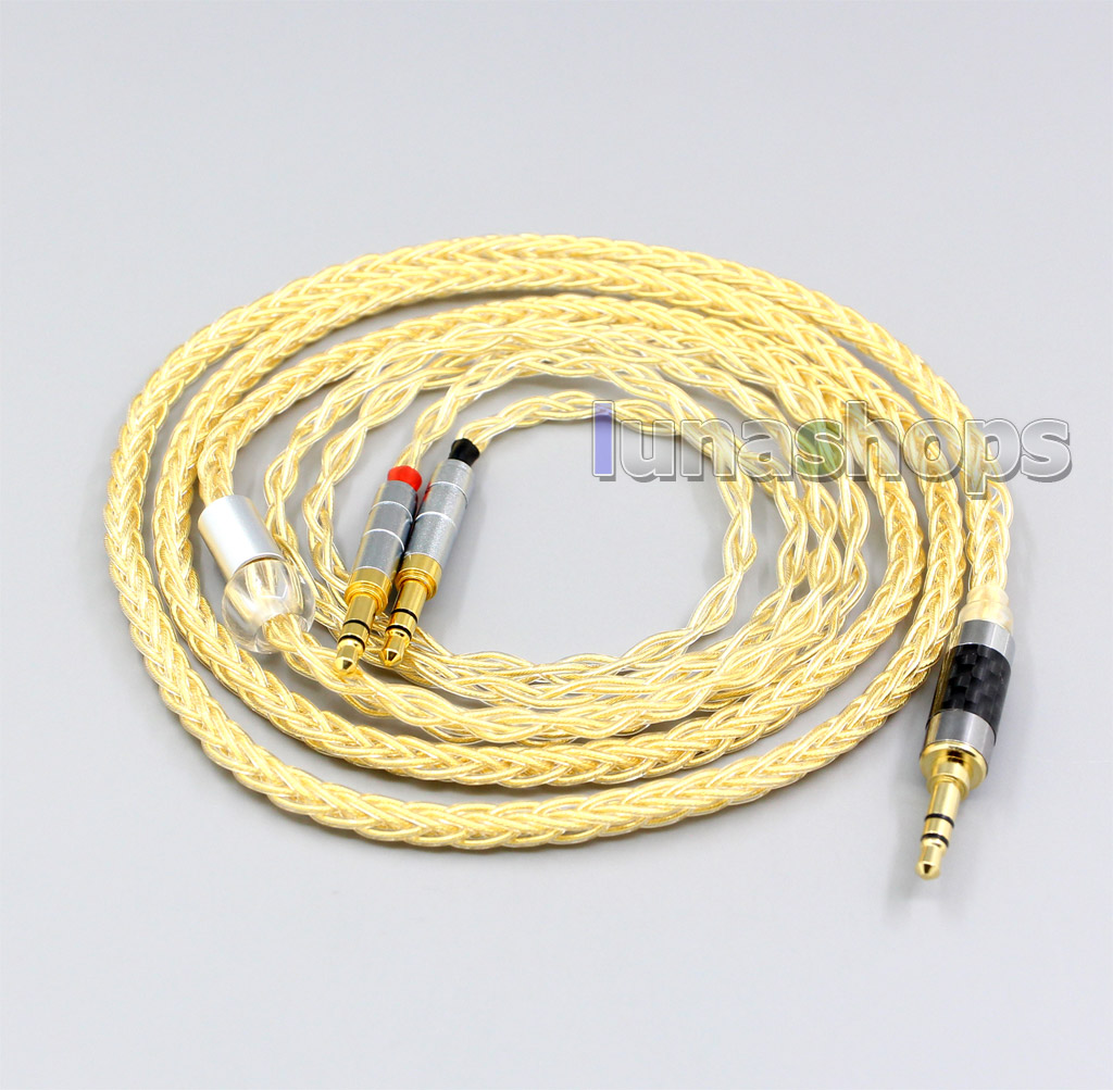 8 Cores 99.99% Pure Silver + Gold Plated Earphone Cable For Denon AH-D600 D7100 Hifiman Sundara Ananda HE1000se HE6se he400