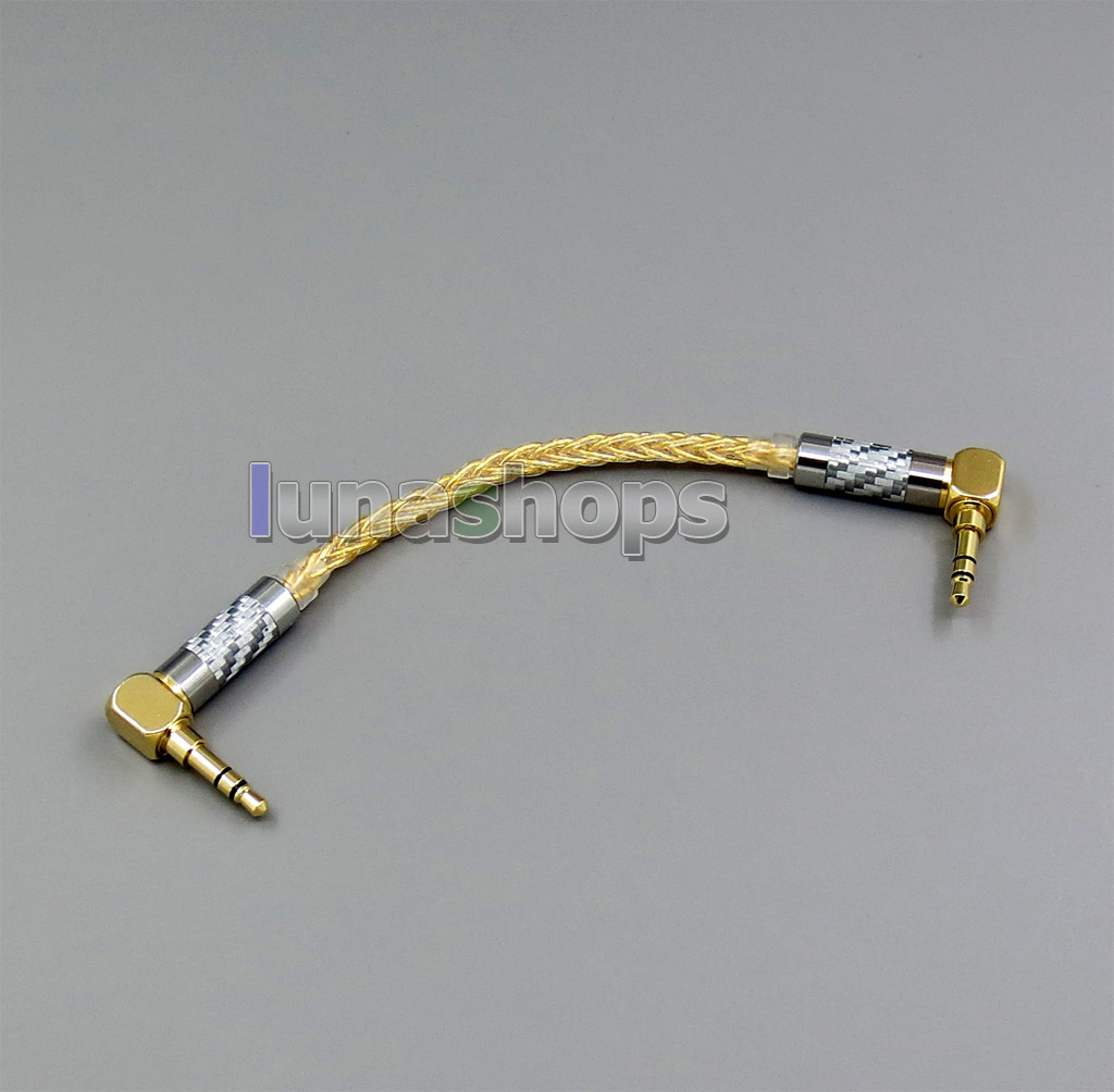 3.5mm Male To Male Angle 8 Cores 99.99% Pure Silver + Gold Plated Amplifier Audio Cable