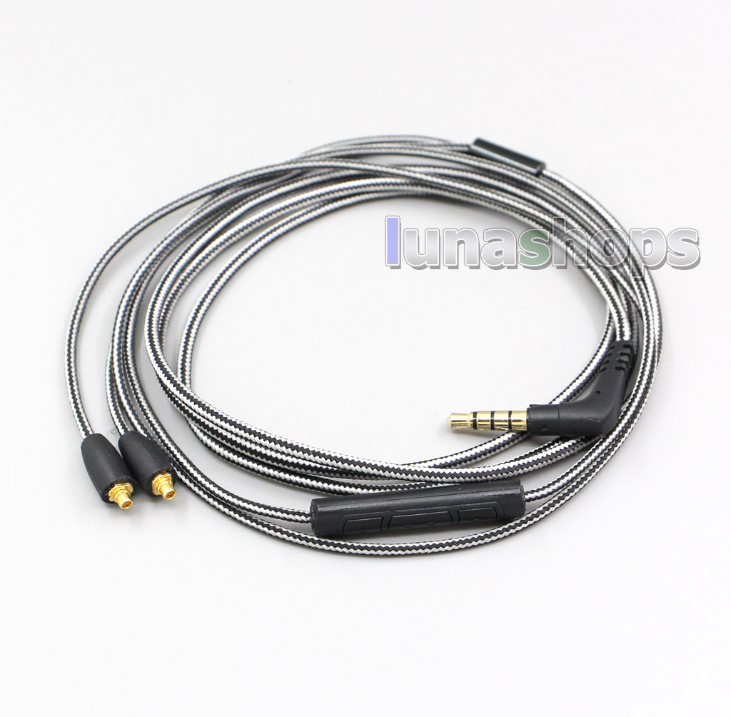 Black And White + Mic Remote Earphone Cable For Shure se215 se315 se425 se535 Se846