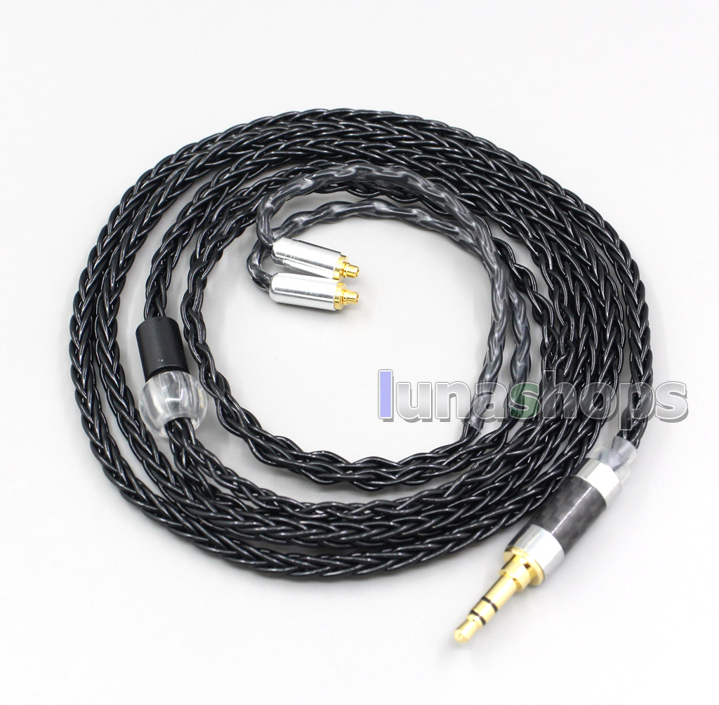 3.5mm 2.5mm 4.4mm XLR 8 Core Silver Plated Black Earphone Cable For Shure se535 se846 Se425 Se315 Se215 MMCX
