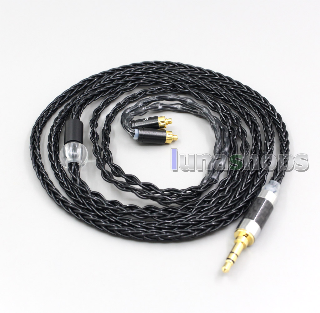 3.5mm 2.5mm 4.4mm XLR 8 Core Silver Plated OCC Black Earphone Cable For Dunu dn-2002