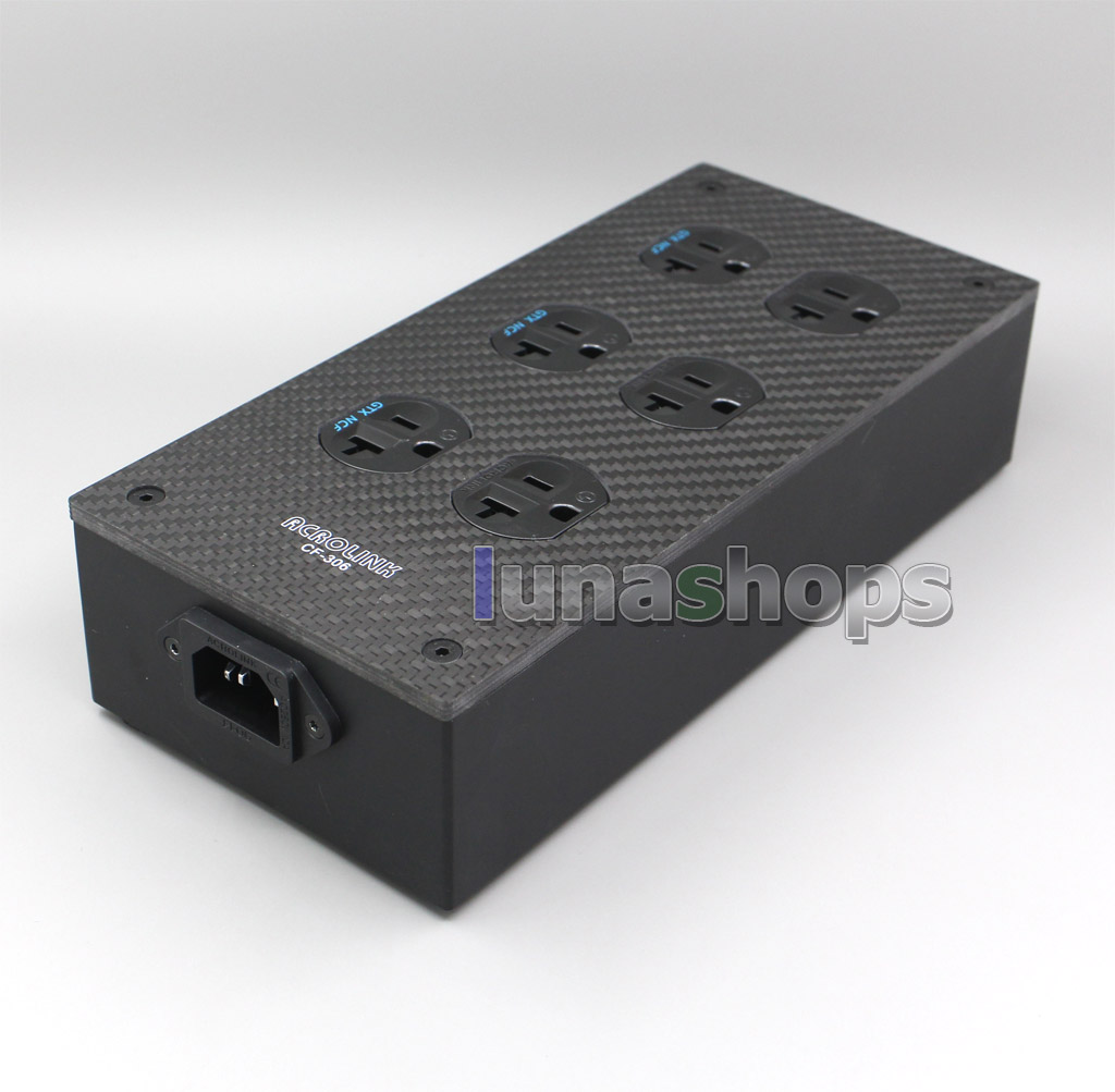 Acrolink CF-306 Carbon fiber panels 6 Ports Power Socket Strip Rhodium Plated