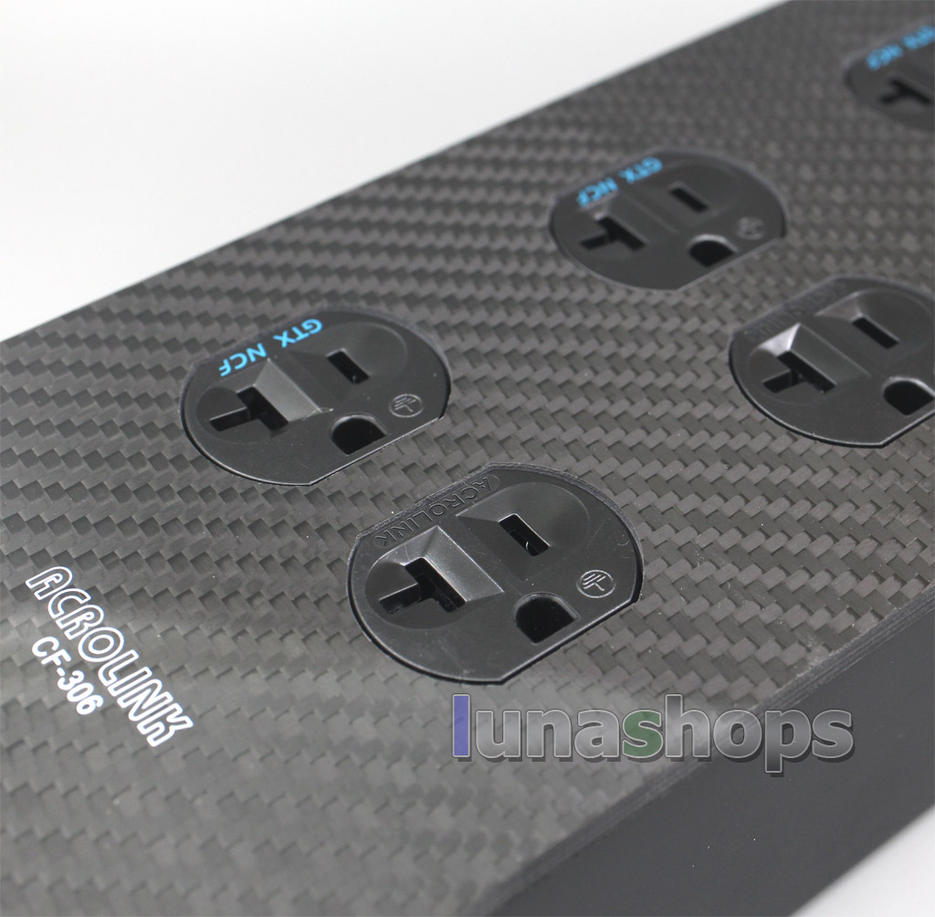 Acrolink CF-306 Carbon fiber panels 6 Ports Power Socket Strip Rhodium Plated