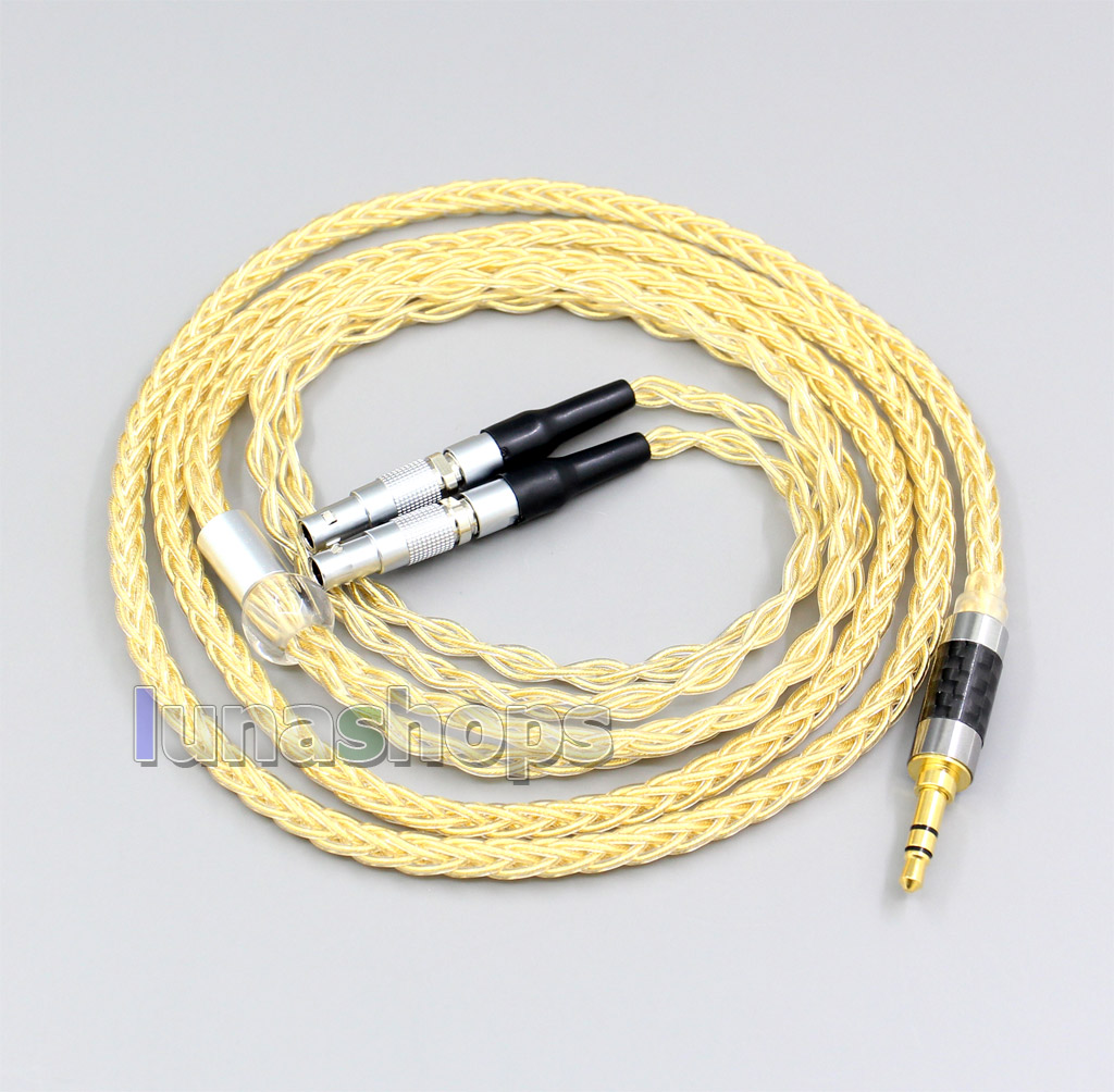 3.5mm 2.5mm 4.4mm 8 Cores 99.99% Pure Silver + Gold Plated Earphone Cable For Focal Utopia Fidelity Circumaural
