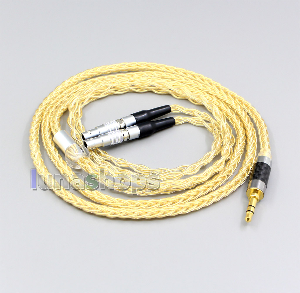 3.5mm 2.5mm 4.4mm 8 Cores 99.99% Pure Silver + Gold Plated Earphone Cable For Focal Utopia Fidelity Circumaural