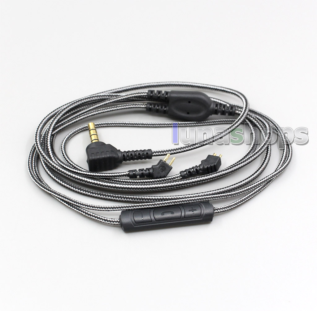 Black And White With Mic Remote Earphone Audio Cable For Etymotic ER4B ER4PT ER4S ER6I ER4