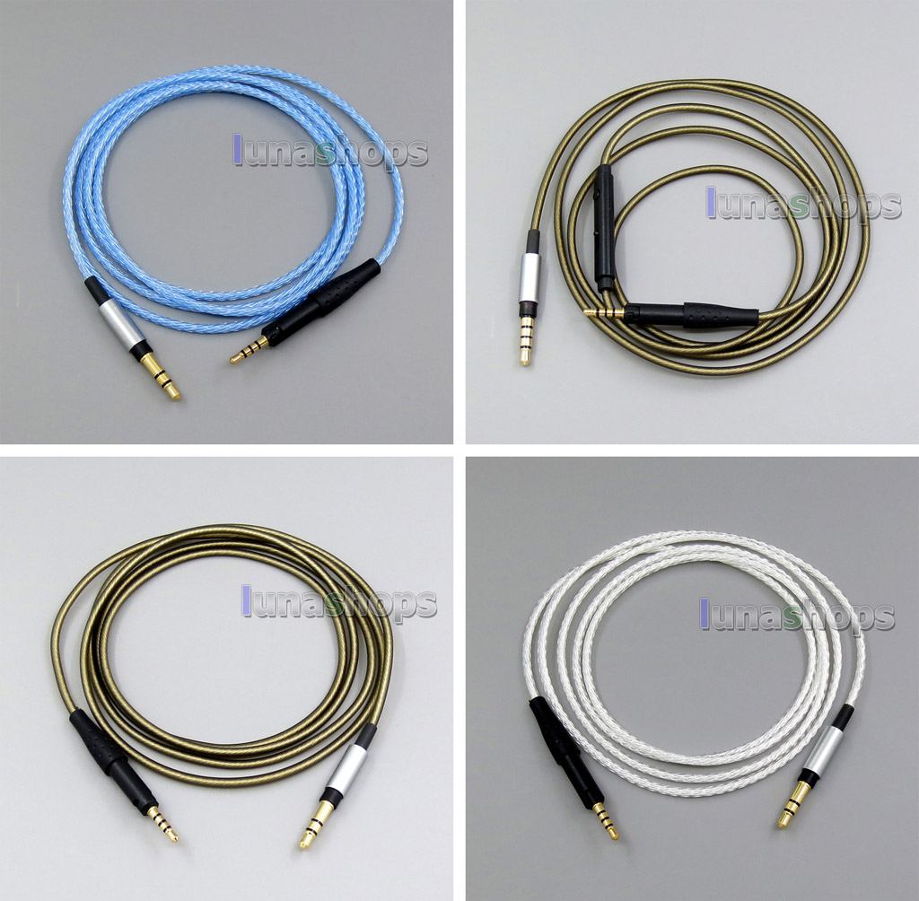 3.5mm Silver Plated / With Mic Remote Headphone Cable For Sennheiser HD6 HD7 HD8 MIX DJ HD595