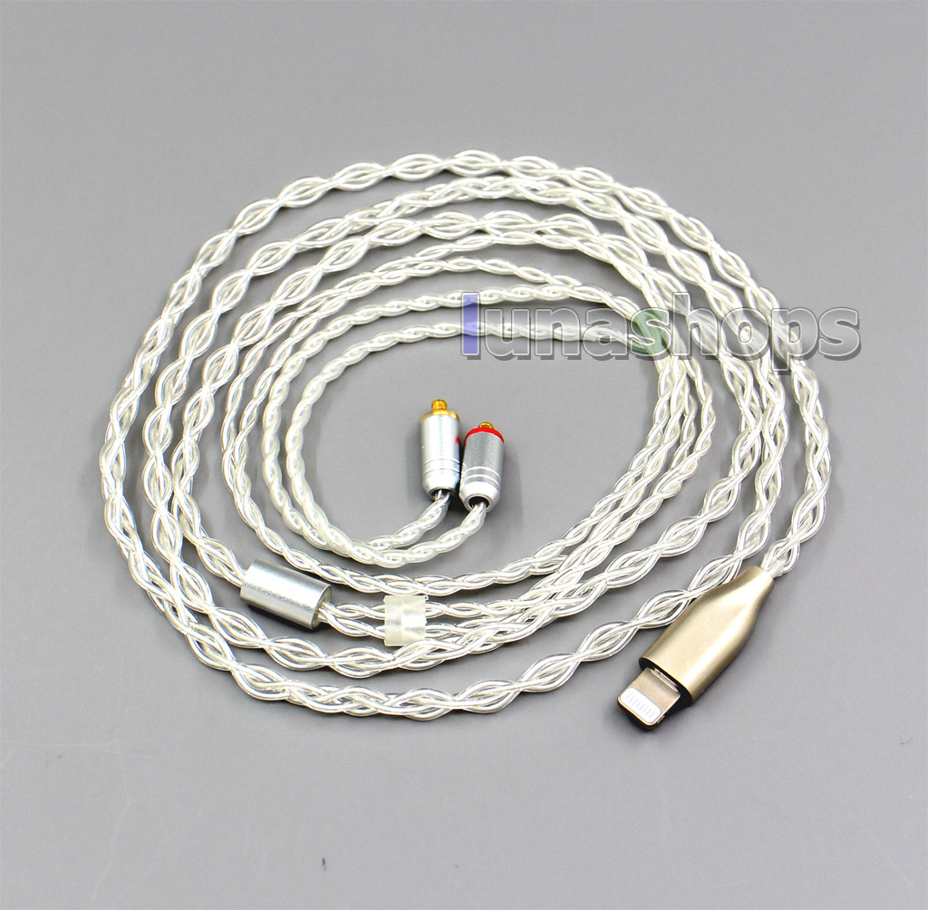 99.9% Pure Silver MMCX Iphone Port Earphone Cable For Shure se535 se846 In Ear 5 6 8 10 12 20 BA 