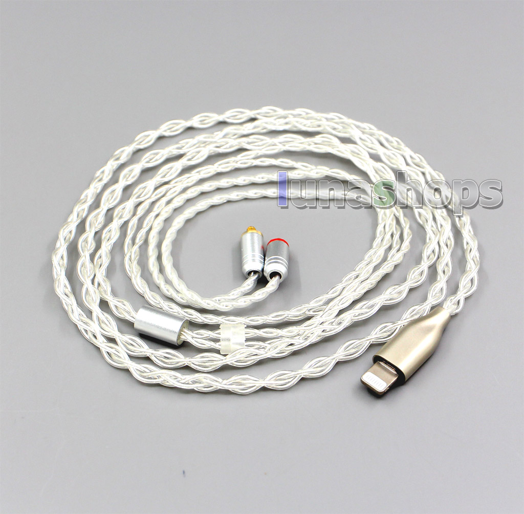 99.9% Pure Silver MMCX Iphone Port Earphone Cable For Shure se535 se846 In Ear 5 6 8 10 12 20 BA