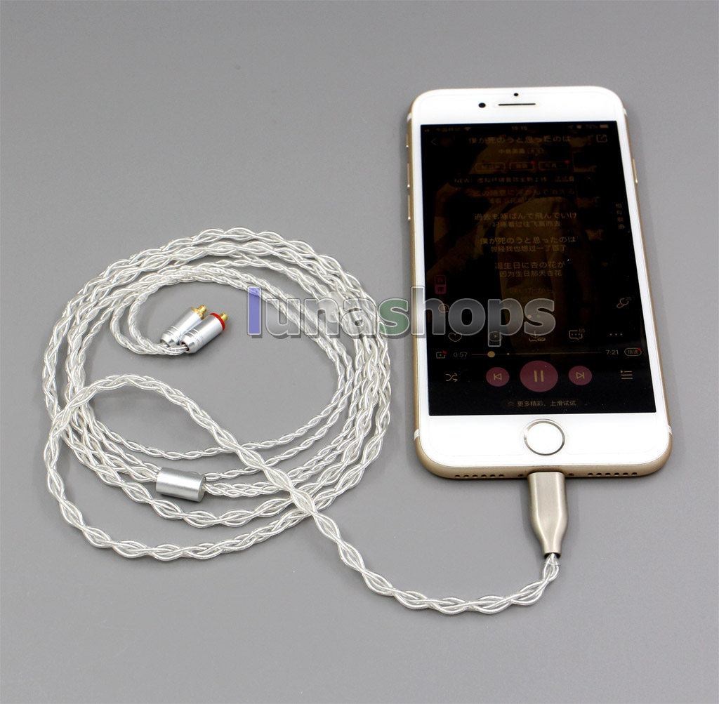 99.9% Pure Silver MMCX Iphone Port Earphone Cable For Shure se535 se846 In Ear 5 6 8 10 12 20 BA 