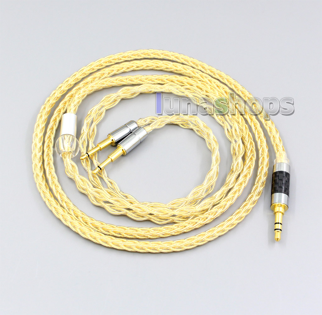3.5mm 2.5mm 4.4mm 8 Cores 99.99% Pure Silver + Gold Plated Earphone Cable For Oppo PM-1 PM-2 Planar Magnetic Headphone