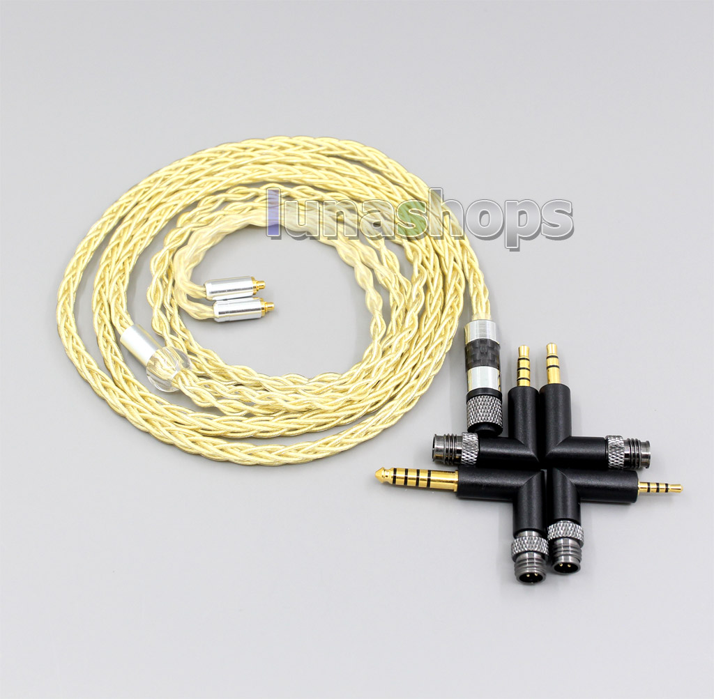 4 in 1 Awesome Plug 8 Cores Extremely Soft 7N OCC Pure Silver + Gold Plated Earphone Cable For AKG N5005 N30 N40 MMCX
