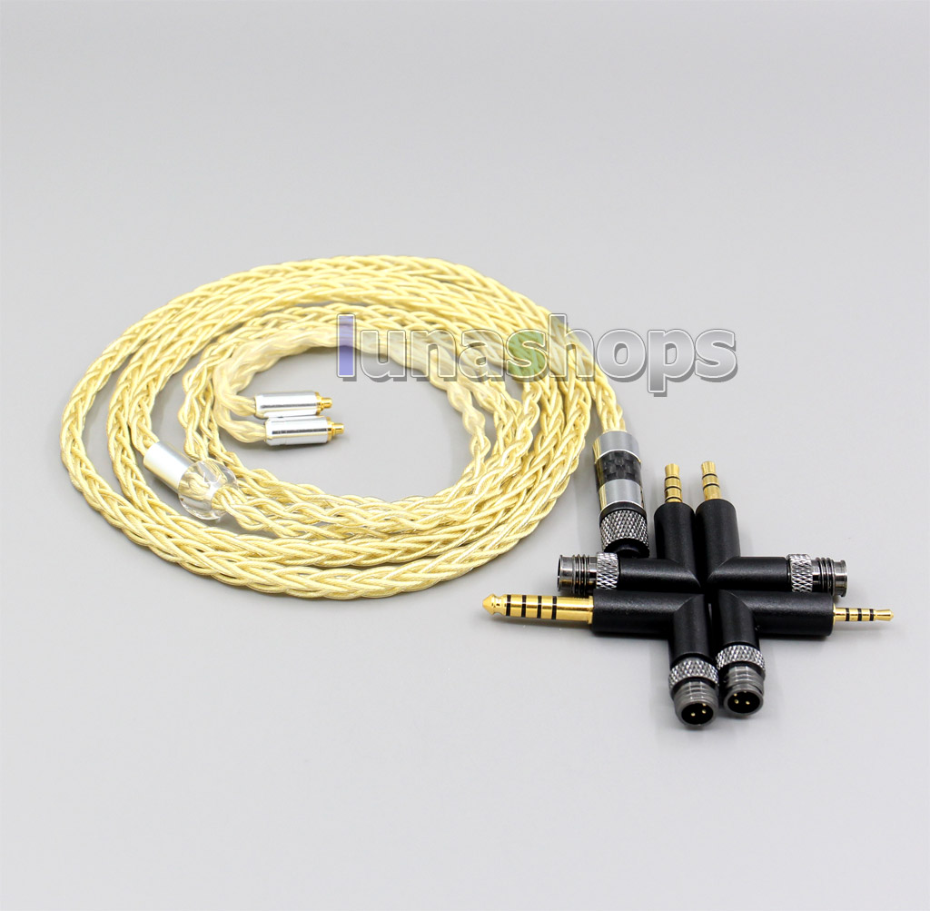 4 in 1 Awesome Plug 8 Cores Extremely Soft 7N OCC Pure Silver + Gold Plated Earphone Cable For AKG N5005 N30 N40 MMCX