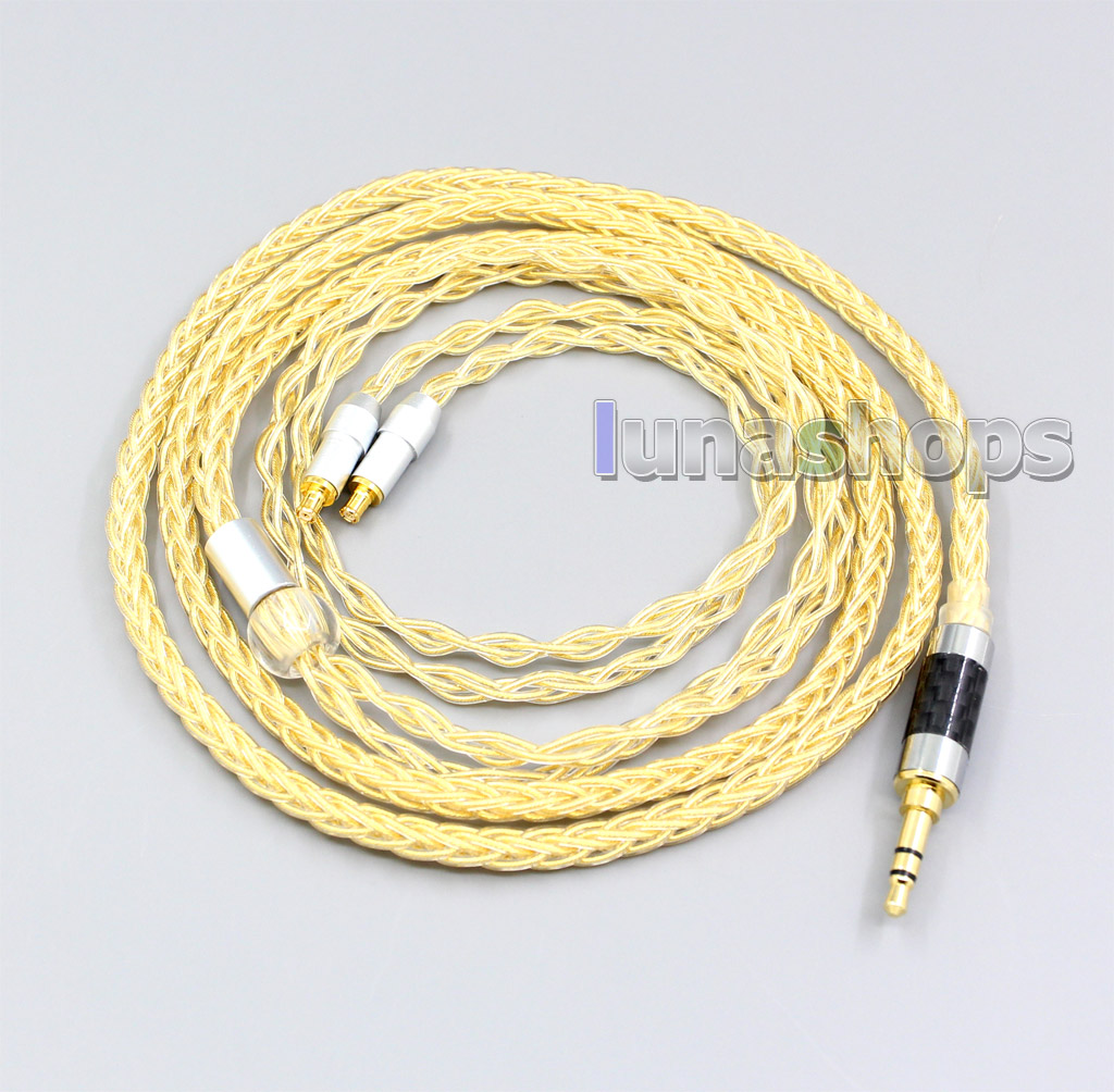 8 Cores 99.99% Pure Silver + Gold Plated Earphone Cable For audio-technica ATH-ESW750 ATH-ESW950 SR9 ES770h ES750 ESW990h MSR7b