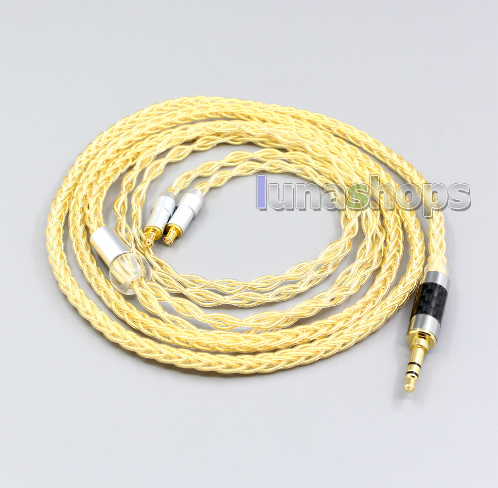 8 Cores 99.99% Pure Silver + Gold Plated Earphone Cable For audio-technica ATH-ESW750 ATH-ESW950 SR9 ES770h ES750 ESW990h MSR7b
