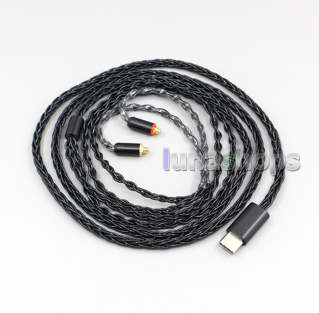 Type C MFI 8 Cores OCC Silver Plated Mixed Earphone Cable For Shure se535 se846 se215 se315 se425 MMCX