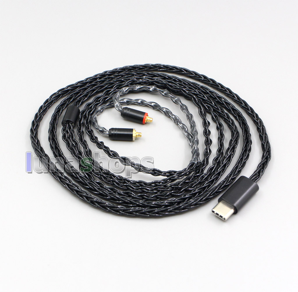 Type C MFI 8 Cores OCC Silver Plated Mixed Earphone Cable For Shure se535 se846 se215 se315 se425 MMCX