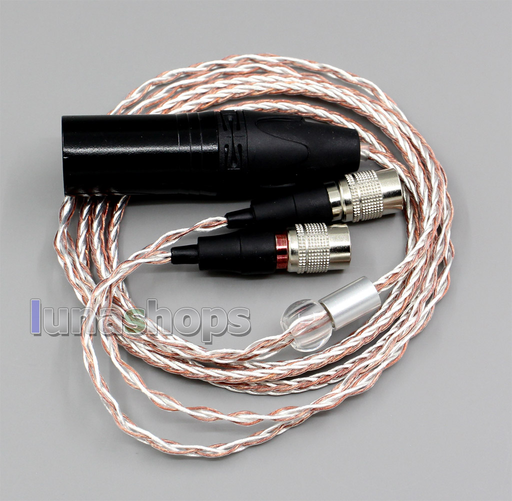 Pure Silver Plated 7N OCC XLR Headphone (8*100cores)Earphone Cable For Mr Speakers Ether Alpha Dog Prime
