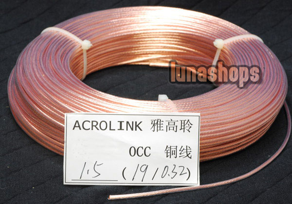 1m Outside Dia:1.5mm 19Pins*0.32mm Acrolink OCC Signal   Wire Cable  For DIY Hifi 99.99999% Pure Copper