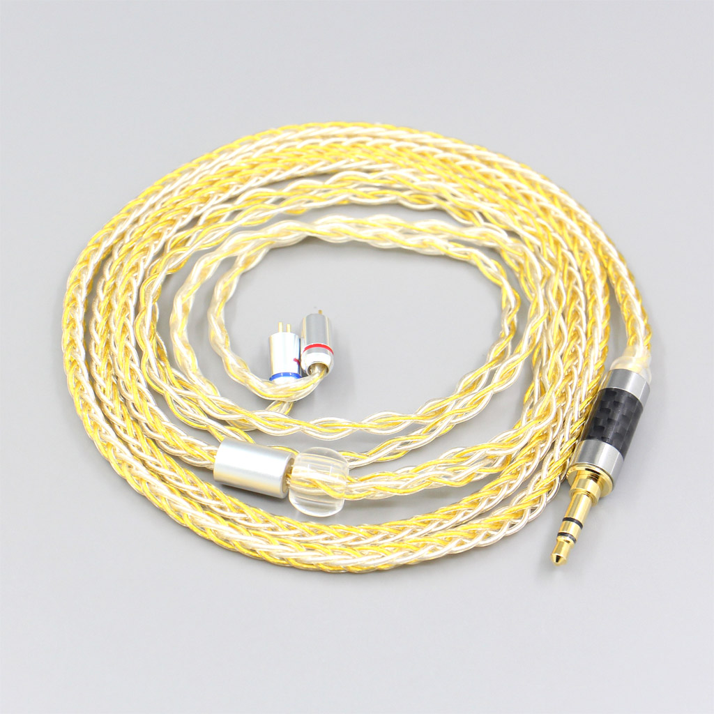 8 Core OCC Silver Gold Plated Braided Earphone Cable For 0.78mm Flat Step JH Audio JH16 Pro JH11 Pro 5 6 7 BA Custom