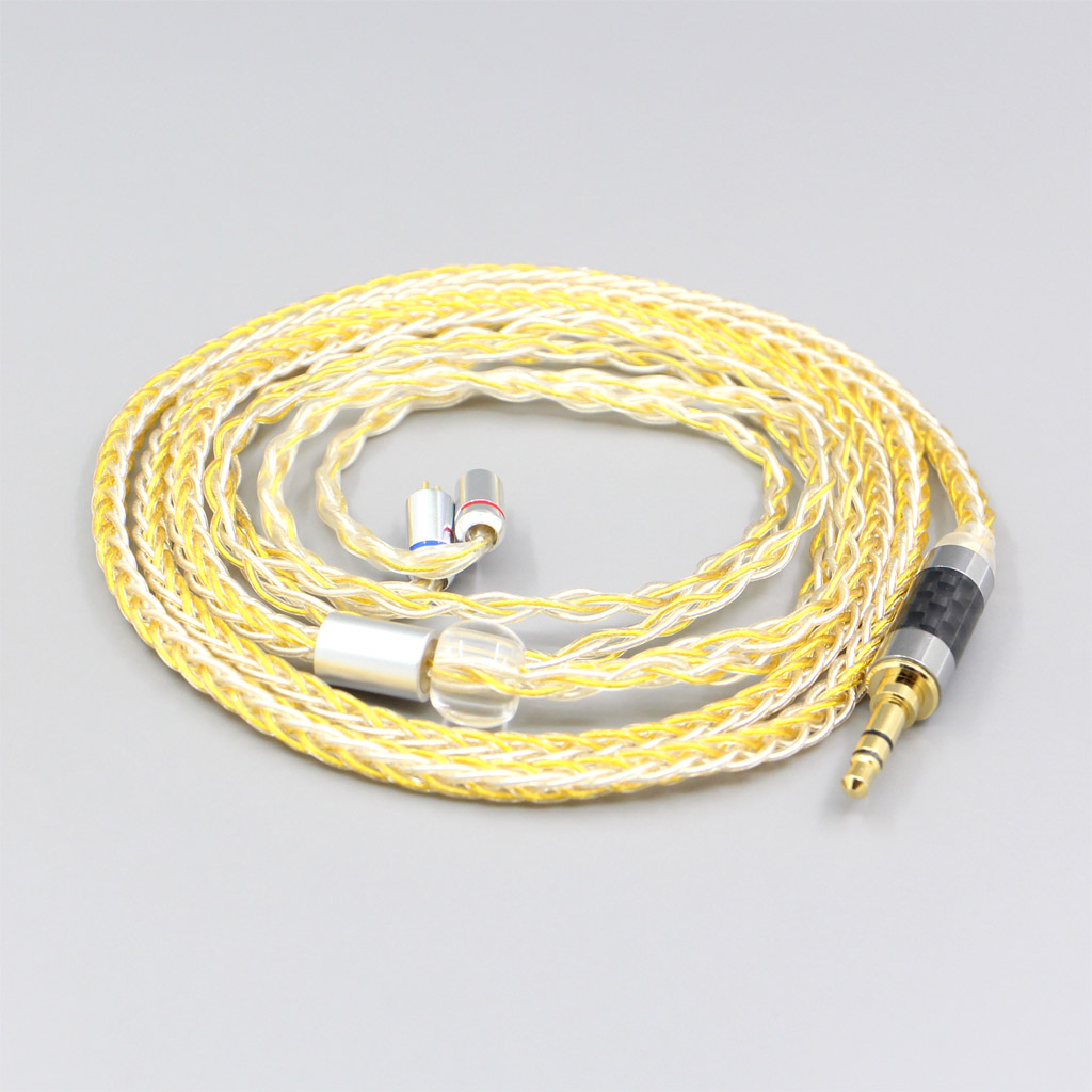 8 Core OCC Silver Gold Plated Braided Earphone Cable For 0.78mm Flat Step JH Audio JH16 Pro JH11 Pro 5 6 7 BA Custom 