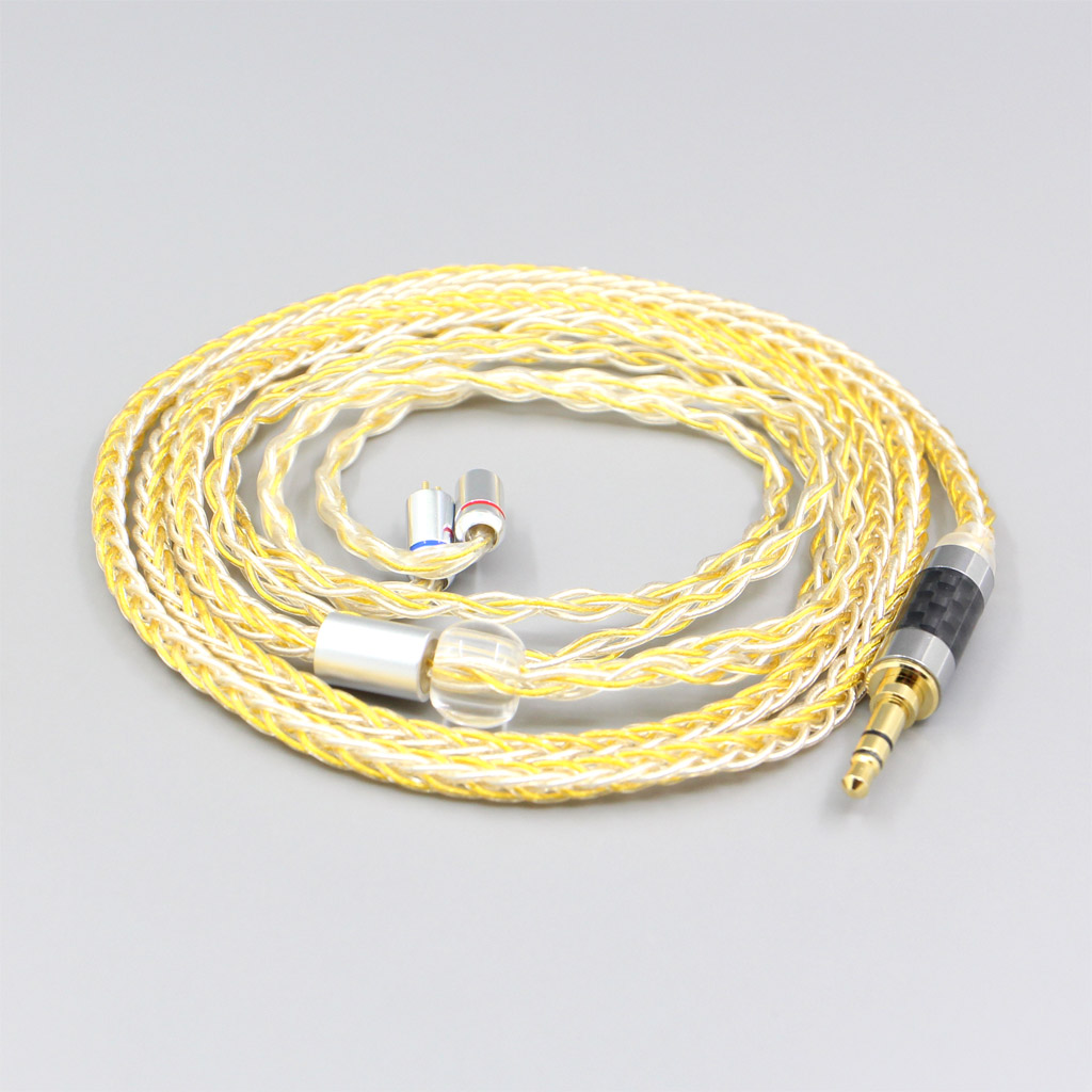8 Core OCC Silver Gold Plated Braided Earphone Cable For 0.78mm Flat Step JH Audio JH16 Pro JH11 Pro 5 6 7 BA Custom
