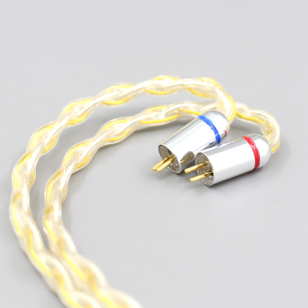 8 Core OCC Silver Gold Plated Braided Earphone Cable For 0.78mm Flat Step JH Audio JH16 Pro JH11 Pro 5 6 7 BA Custom