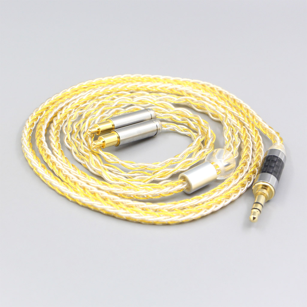 8 Core OCC Silver Gold Plated Braided Earphone Cable For Audio Technica ATH-ADX5000 ATH-MSR7b 770H 990H A2DC