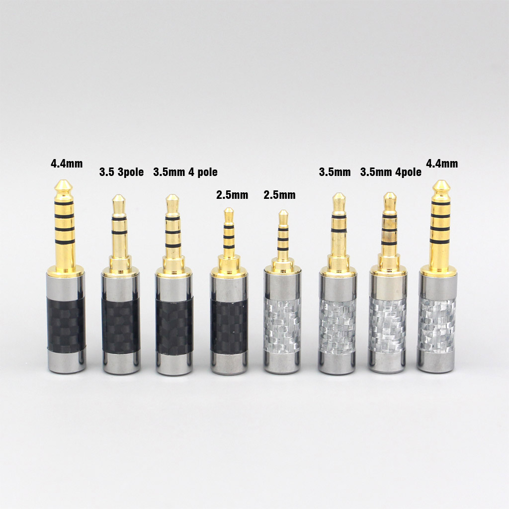 Black Silver Carbon 3.5mm 2.5mm 4.4mm Balanced TRRS Plug adapter For DIY Repair Custom Earphone Headphone Cable